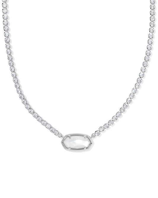 Elisa Tennis Necklace Silver Ivory Mop