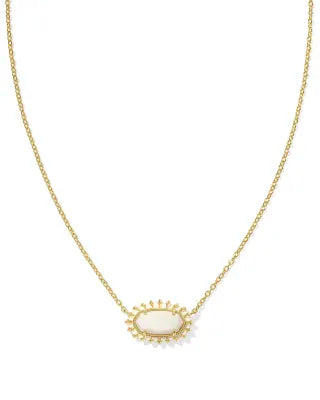 Elisa gold burst frame white necklace