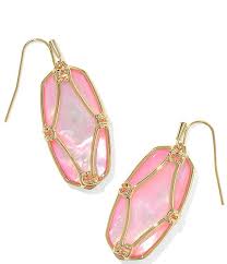 Elle Lattice Framed Gold Blush Ivory Earrings