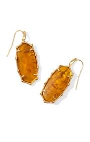 Elle gold bamboo framed amber illusion earrings
