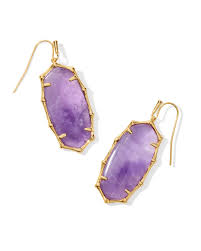 Elle gold bamboo framed purple amethyst earrings