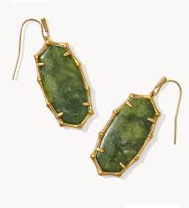 Elle gold sage serpentine earrings