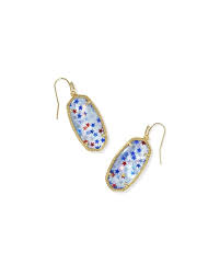 Elle gold red white blue illusion earrings