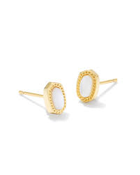 Ellie mini gold ivory pearl stud earrings