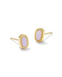 Ellie mini gold pink opalite stud earrings