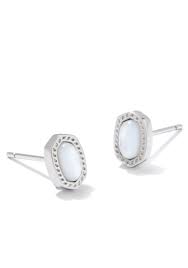 Ellie mini silver ivory pearl stud earrings