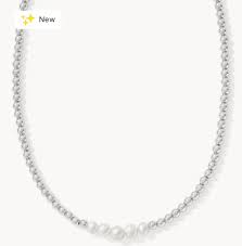 Eve silver beaded pearl necklace