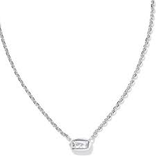 Fern silver crystal pendant necklace