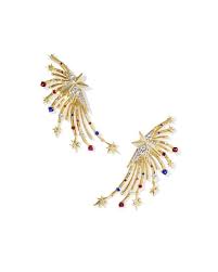 Fireworks Gold red white blue statement earrings