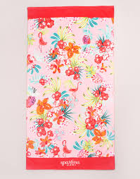 Flamingo Floral Beach Towel