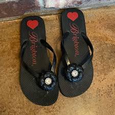 Flores Black Flip Flops size 6