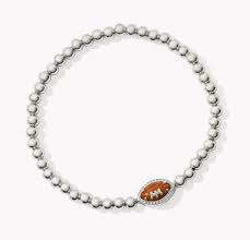 Football goldstone silver beaded stretch bracelet