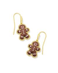 Gingerbread Drop Gold Earrings Brown Goldstone