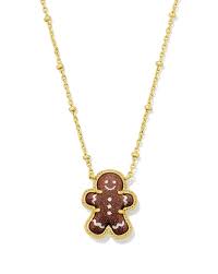 Gingerbread Pendent Necklace Gold Brown Goldstone