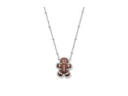 Gingerbread Pendent Necklace Silver Brown Goldstone