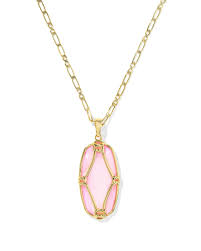Elle Lattice Frame Gold Blush Ivory Long Necklace