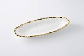 White gold pearl oval platter