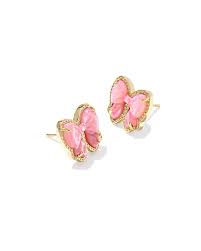 Haley bow gold blush pearl earrings