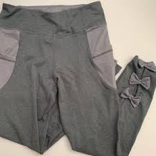 Leggings - Grey Bow Back - Medium