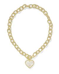 Haisley Heart Pendent Necklace Gold Ivory Mop