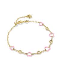 Haisley Heart Delicate Bracelet Gold Pink Pearlescent Enamel