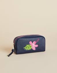 Hibiscus embroidered travel cas