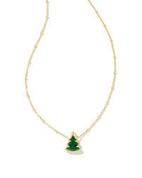 Holiday Tree Gold Pendant Necklace