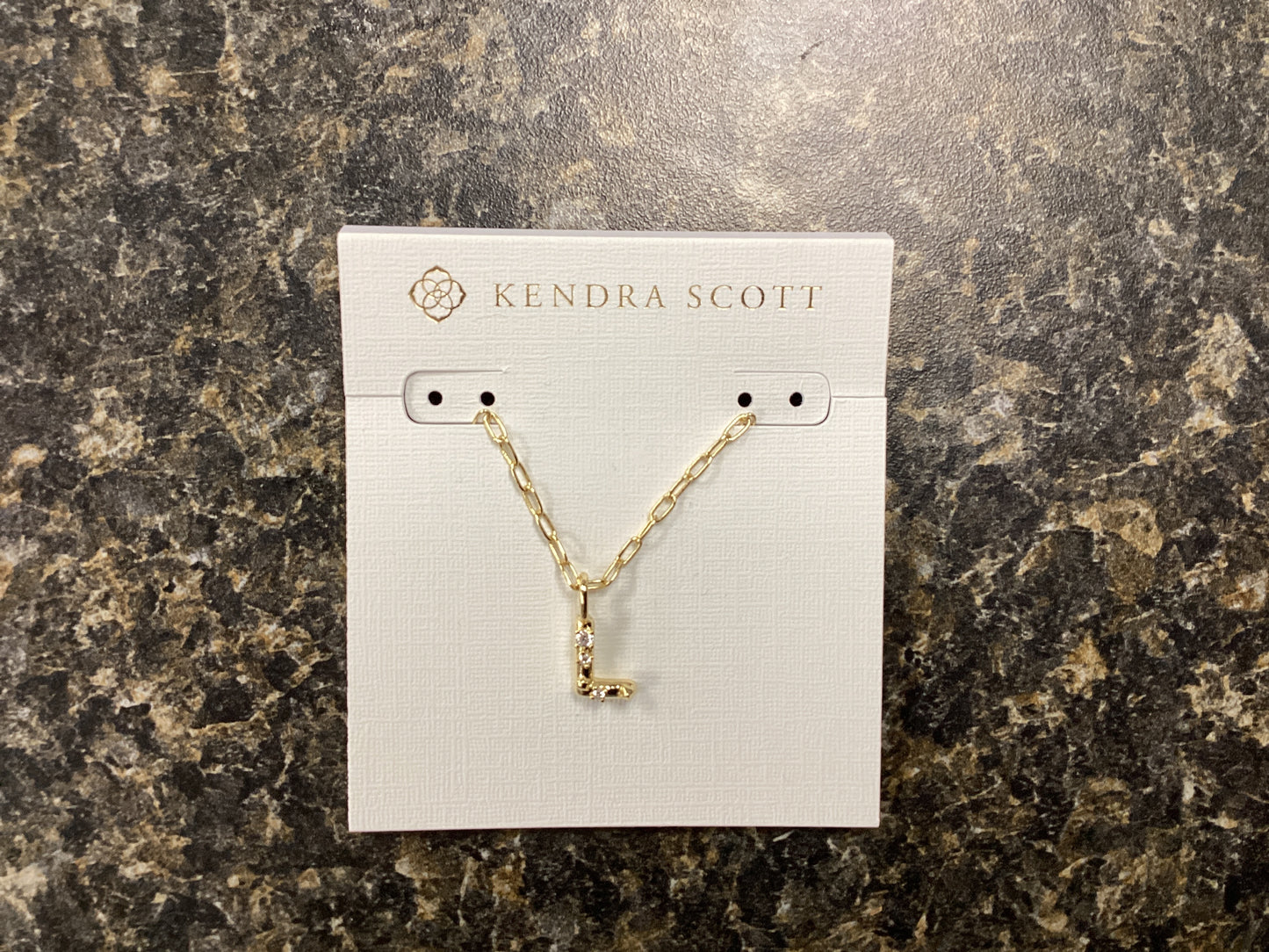 Letter L gold crystal necklace