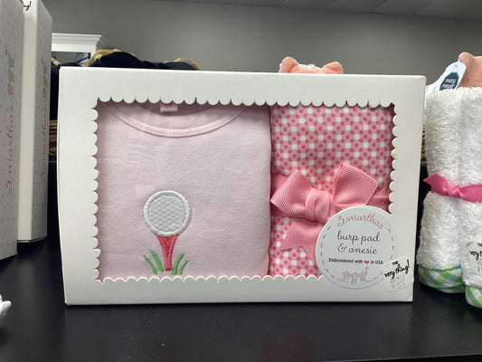 Pink Golf Burp/Onesie Set