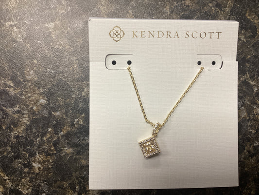 Gracie short pendant necklace gold white crystal
