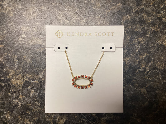 Elisa open frame gold burgundy necklace