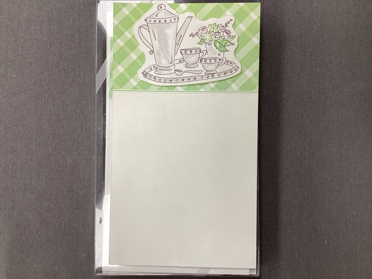 Tea Service Tray on lime plaid invitations 10 pack