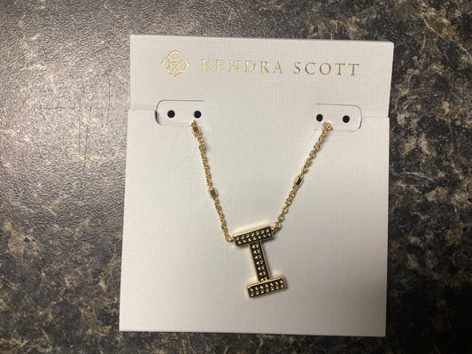 Letter I gold necklace