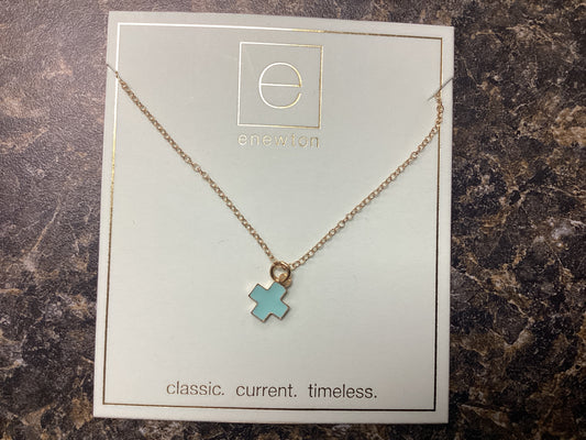 Signature cross gold turquoise necklace