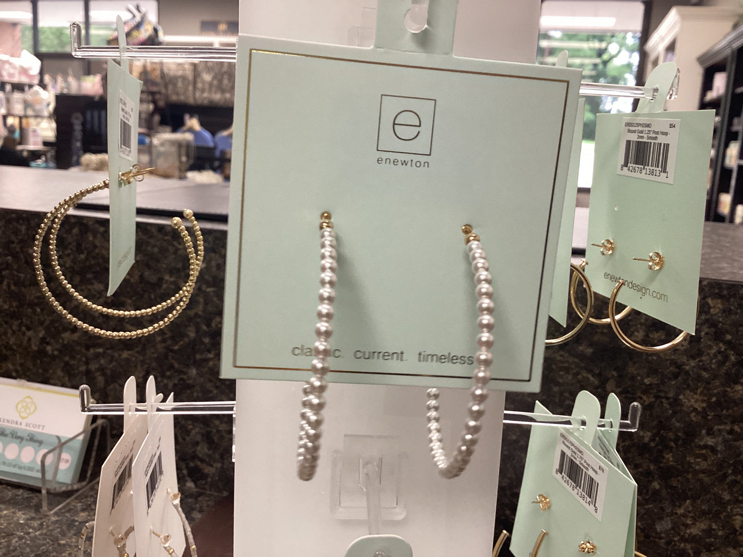 Pearl Beaded gold 1.75 post hoop earrings