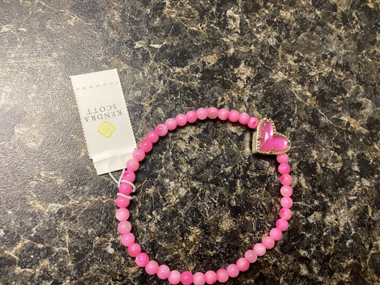 Ari heart gold beaded pink stretch bracelet