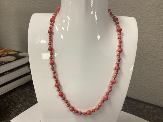 Jovie gold red beaded necklace