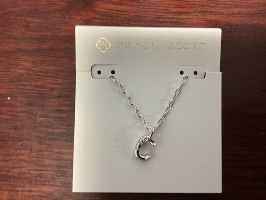Letter C silver crystal necklace