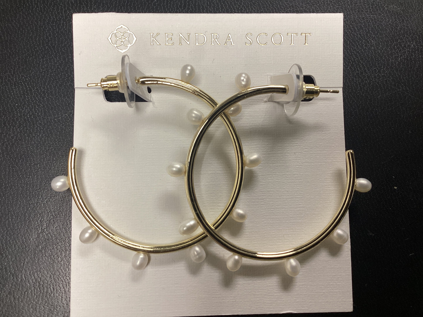 Leighton gold pearl hoop earring
