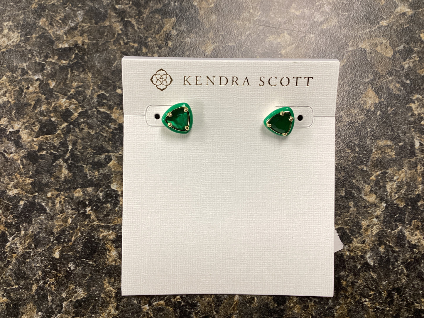 Arden enamel gold emerald studs