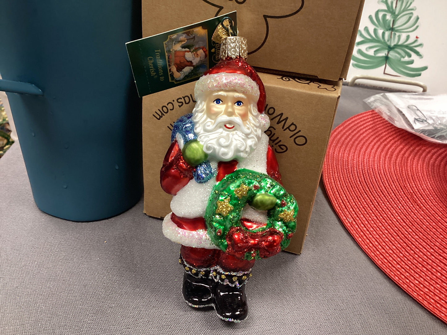 Santa with Wreath ornament