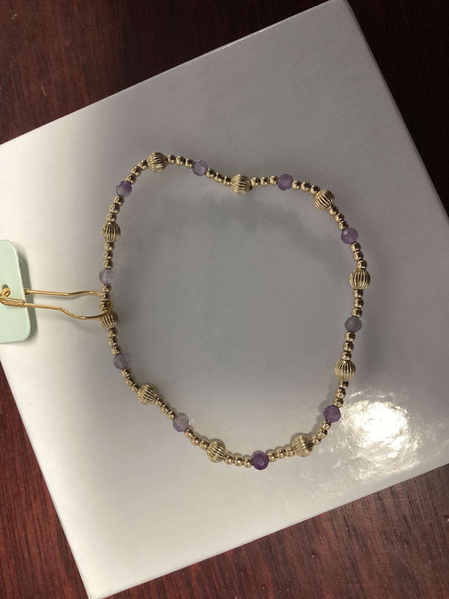 Dignity Sincerity Pattern 4 mm Bead Bracelet AMETHYST