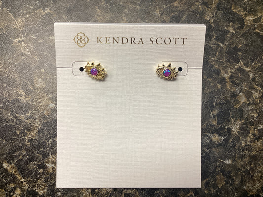 Gemma gold fuchsia opal stud earrings