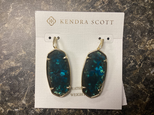 Faceted Elle drop earring gold dark teal mica