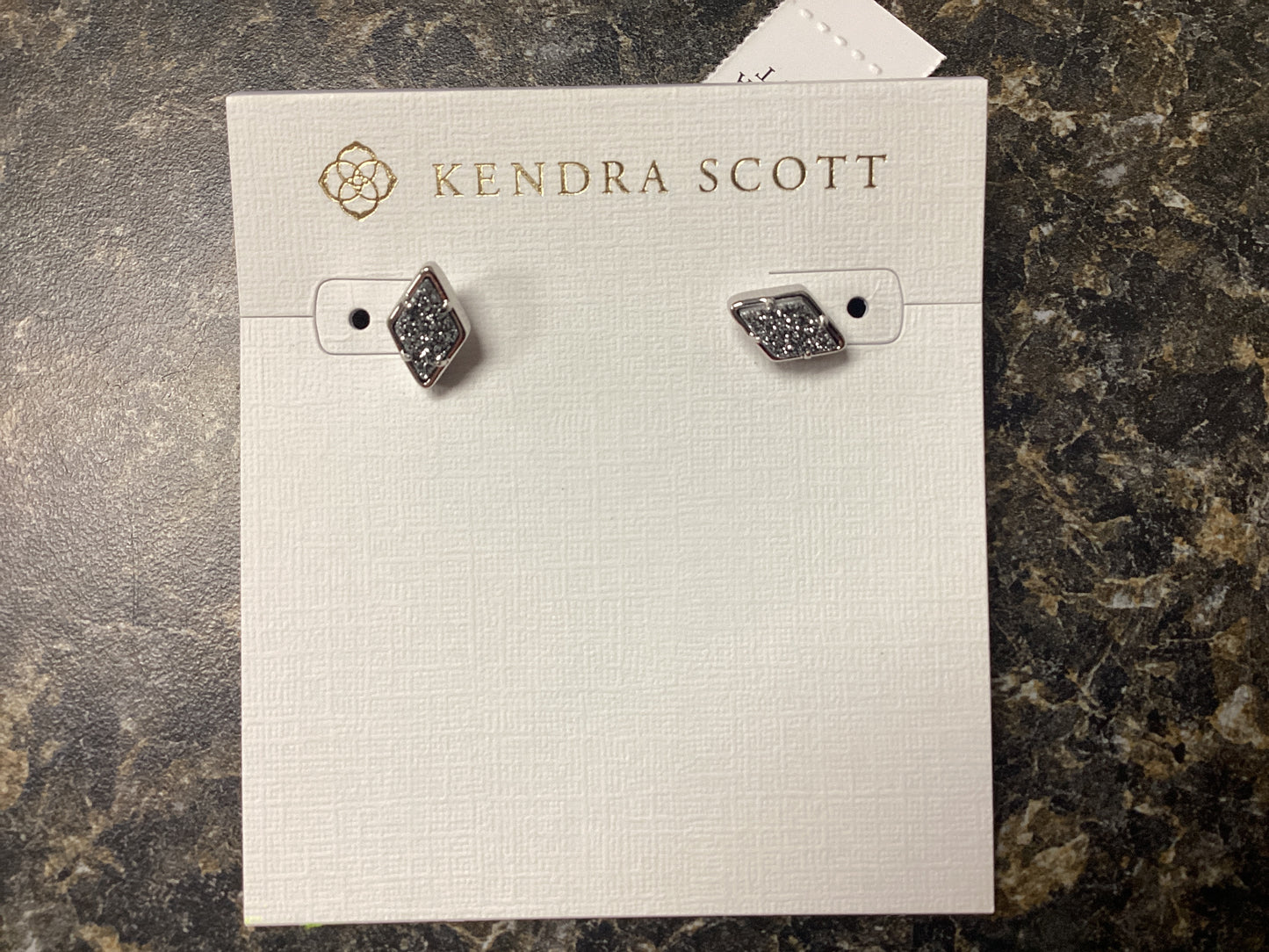 Kinsley stud ear Rhod platinum drusy