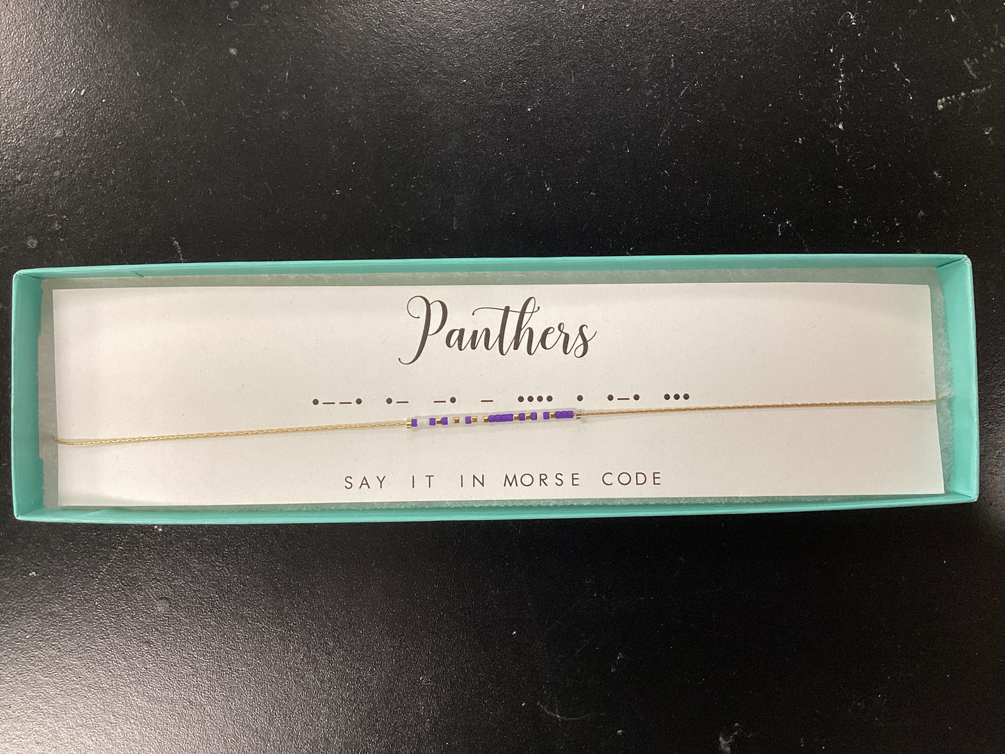 Panthers morse code necklace