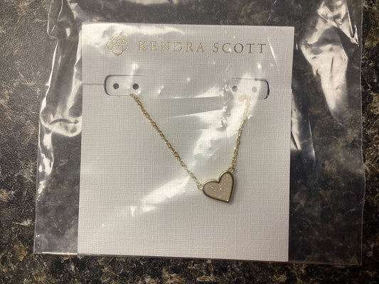 Framed Ari Heart Pendant Necklace Gold Iridescent Drusy