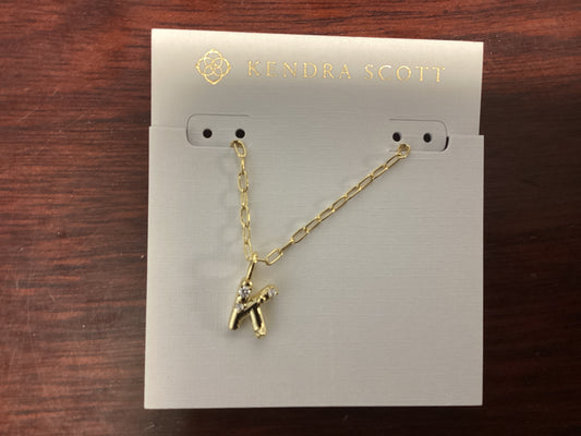 Letter K gold crystal pendant necklace