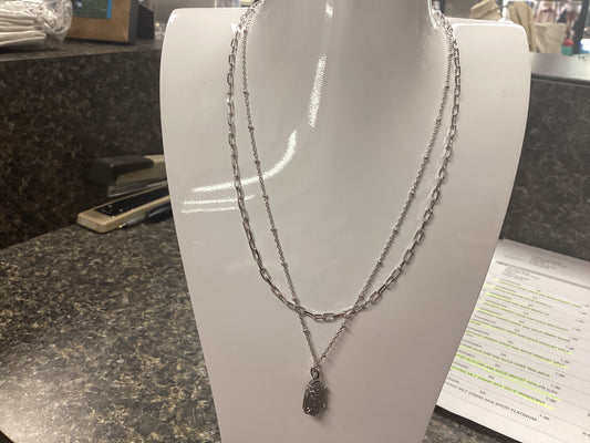 Alexandria MLT strand necklace Rhod platinum drusy