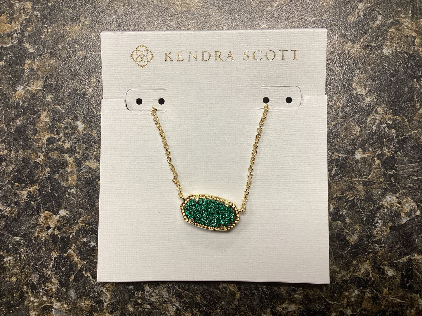 Elisa gold emerald drusy necklace